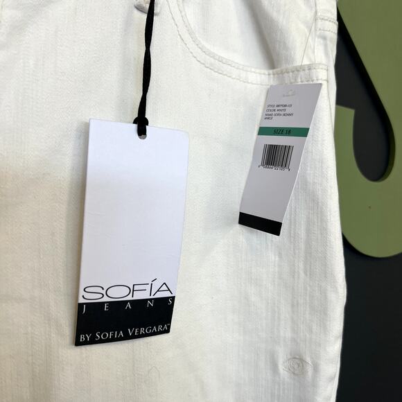 NWT Sofia Jeans White Evil Eye Skinny Ankle Jeans Size 18 - Picture 4 of 6